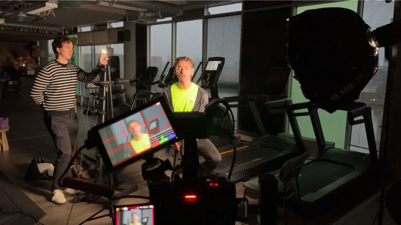 VitaQ brand content shoot BTS in gym studio — videography by 7EMPLE